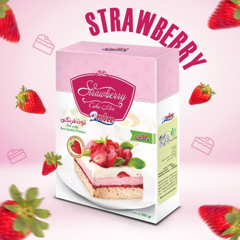 پودر کیک توت فرنگی